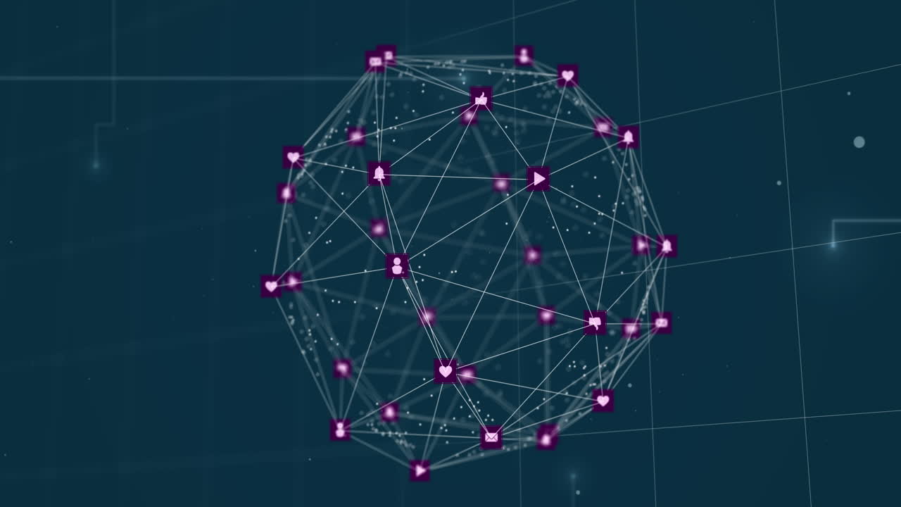 animación de la red de conexiones a través de una pantalla digital