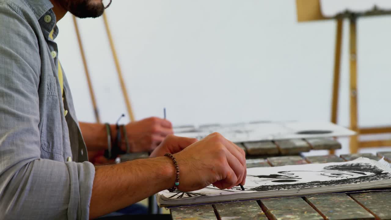 캔버스 4k 에 있는 예술가 의 스케치