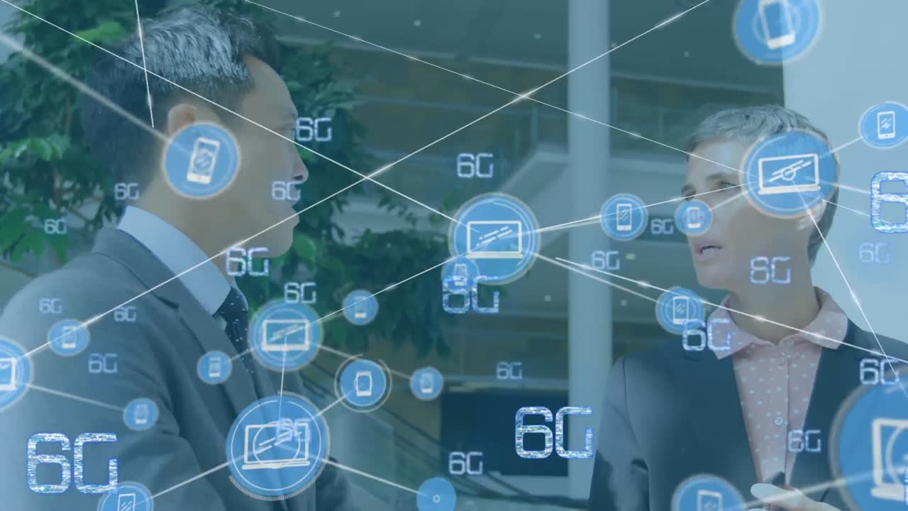 animación de la red de conexiones entre diversos empresarios