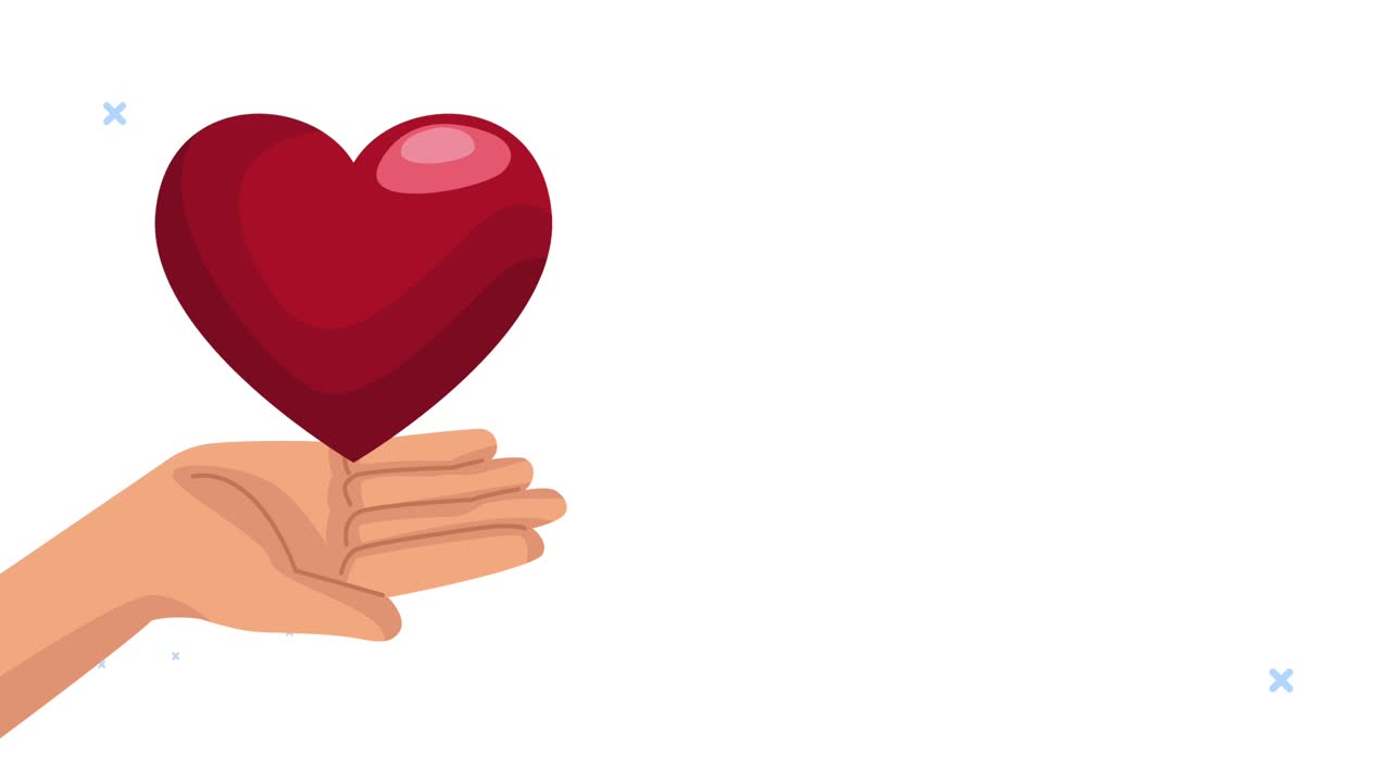animación del día mundial del corazón con la mano levantando el corazón