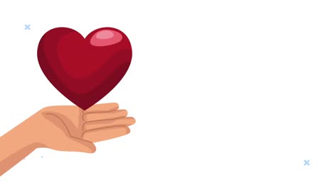 animación del día mundial del corazón con la mano levantando el corazón