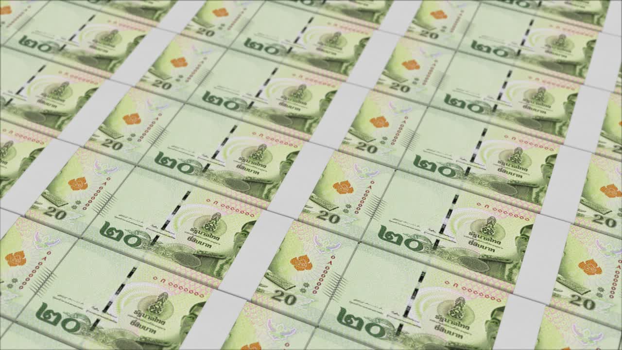 화폐 프레스 에 의해 인쇄 된 20 태국 바트 지폐