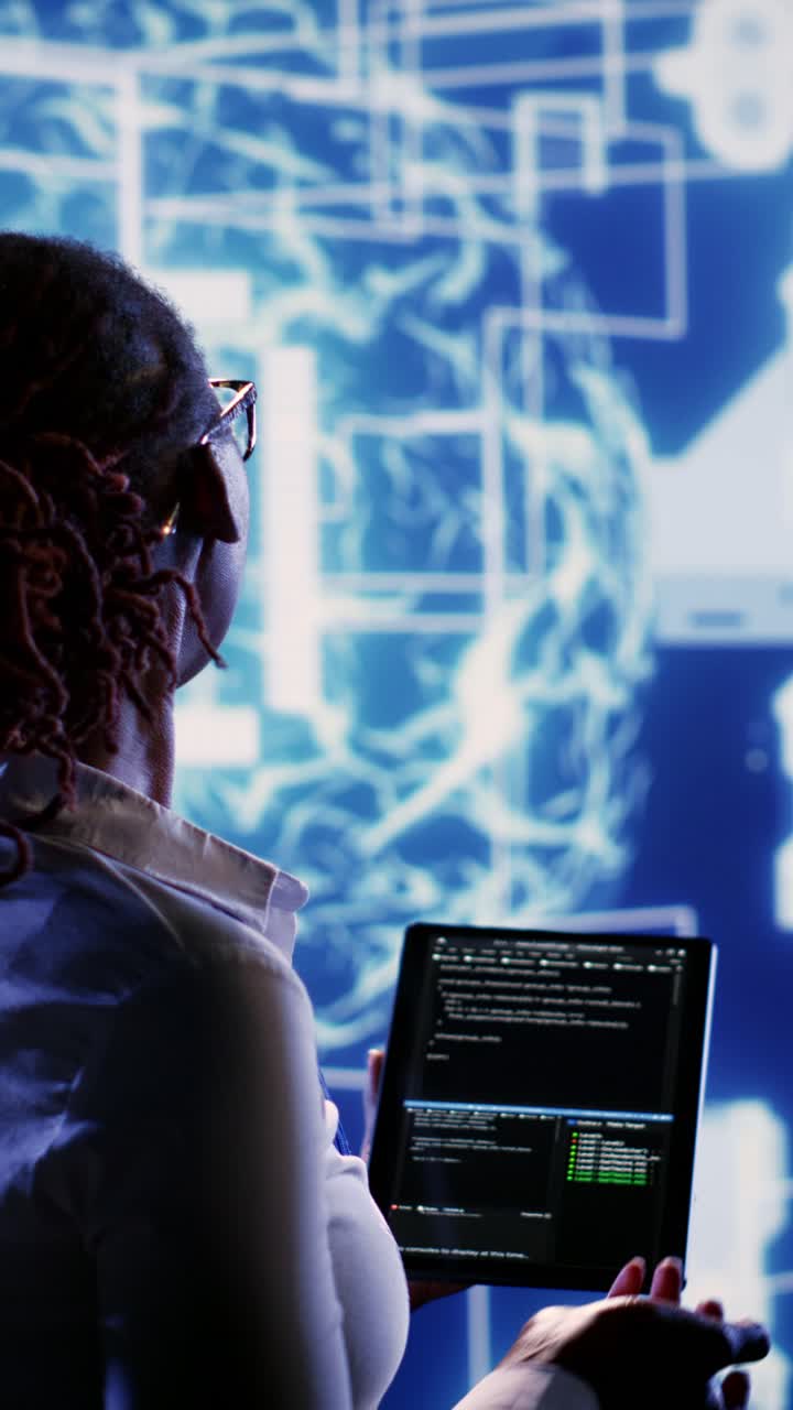 Vertical video Colleagues oversee AI neural network