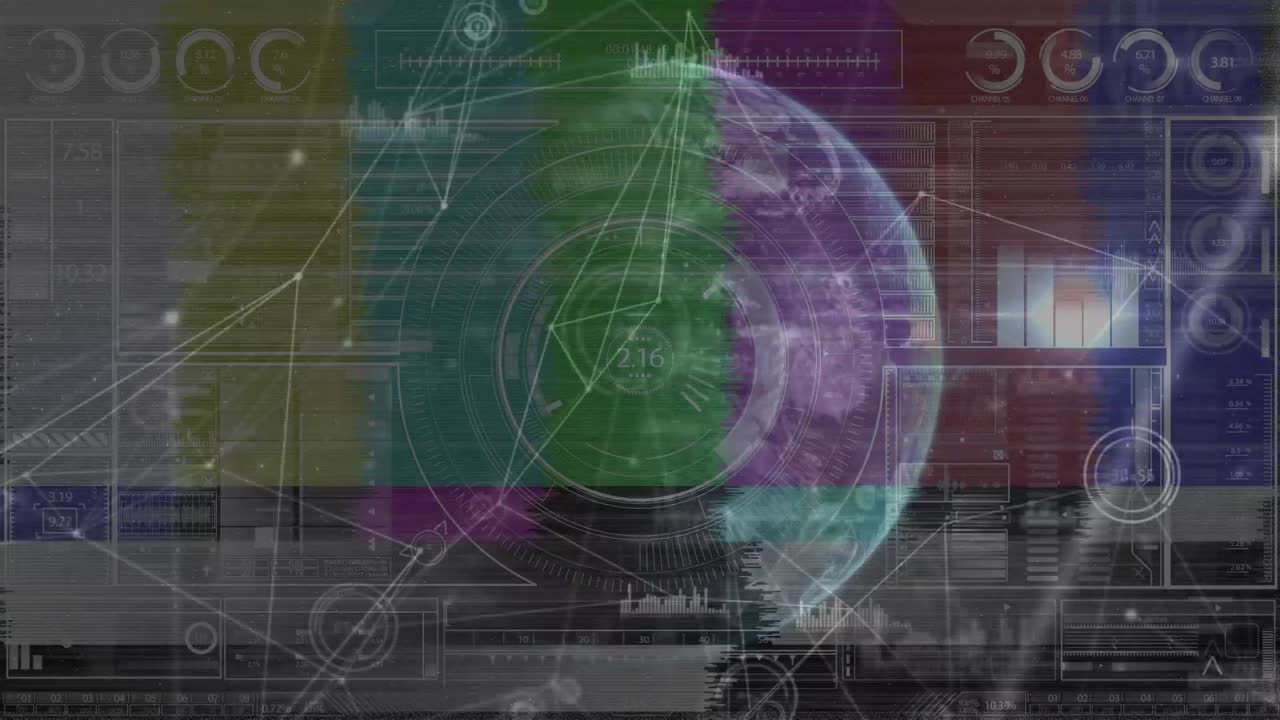 animación de la red de conexiones con procesamiento de datos en todo el mundo sobre un fondo oscuro