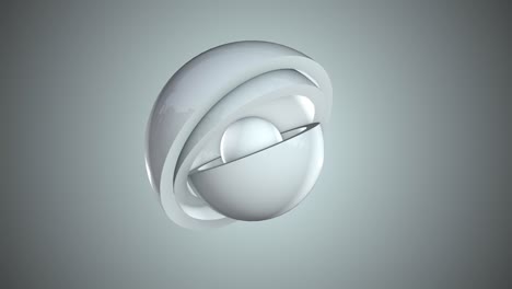 rotación de los hemisferios blancos sobre un fondo blanco. animación tridimensional. textura blanca. esferas, círculos, bucle 3d