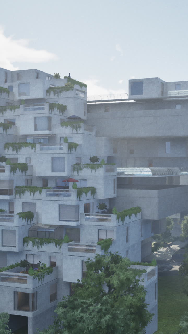 A skyscraper covered in lush greenery