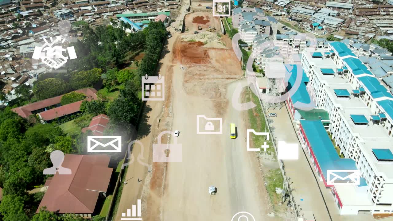 vista aérea de la favela de kibera, concepto de tecnología del barrio pobre de nairobi, kenia