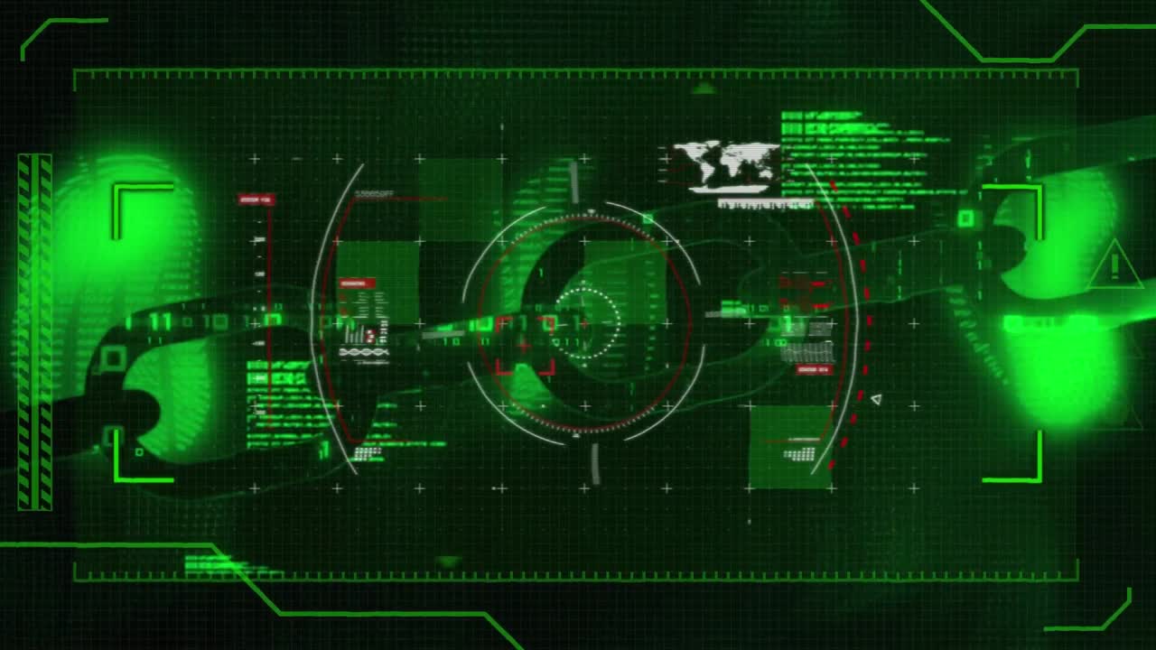 Animation of online security chain with data processing in background