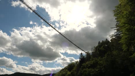 blackforestline suspension bridge from below in spring