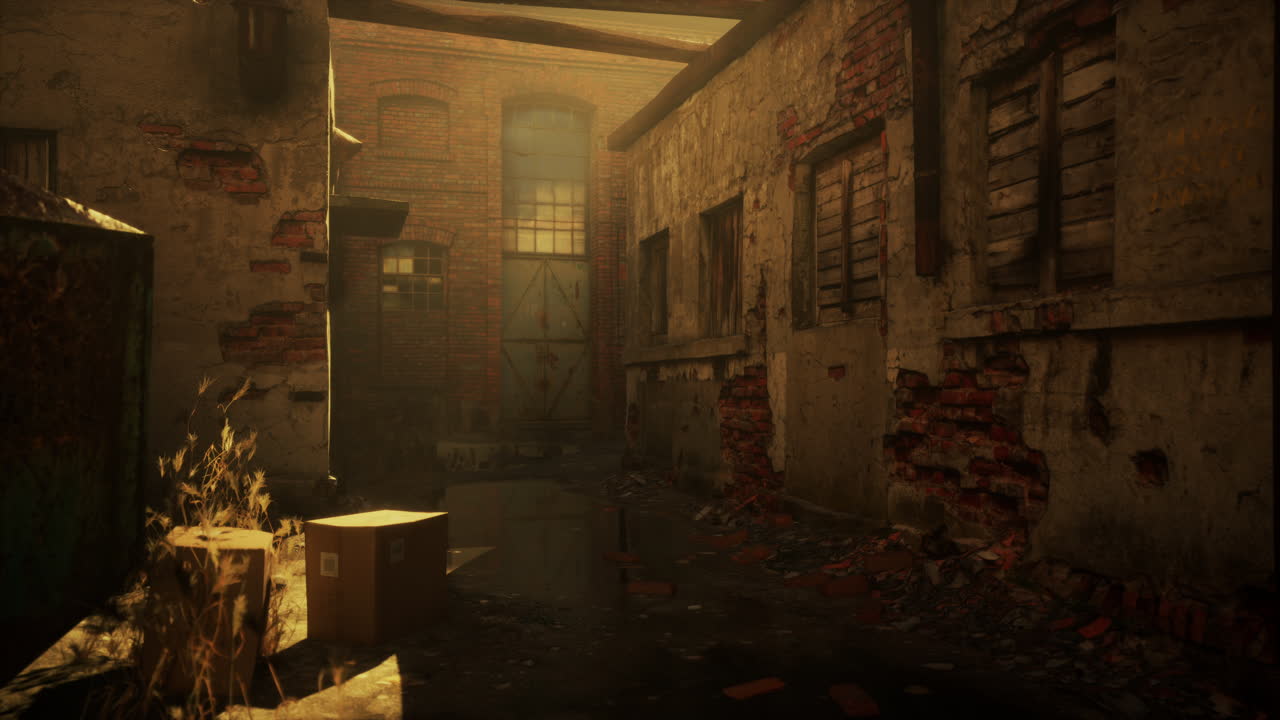 버려진 다층  ⁇ 은 벽돌 공장 건물