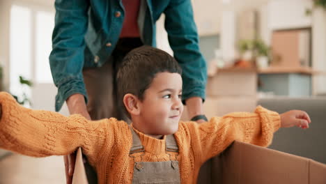 Papa,-Schubsen-Sie-Sohn-Und-Box-Im-Neuen-Haus-Für-Spiele