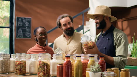 vendor assists clients in grocery store