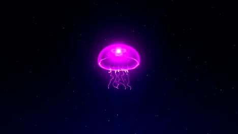 jellyfish illuminated with color light in the underwater, cg animation, loop