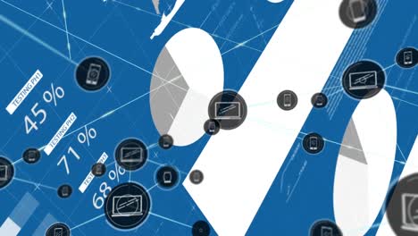 animation of network of connections with icons over network of connections