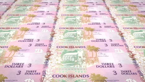 banknotes of three dollars of cook islands rolling, cash money, loop