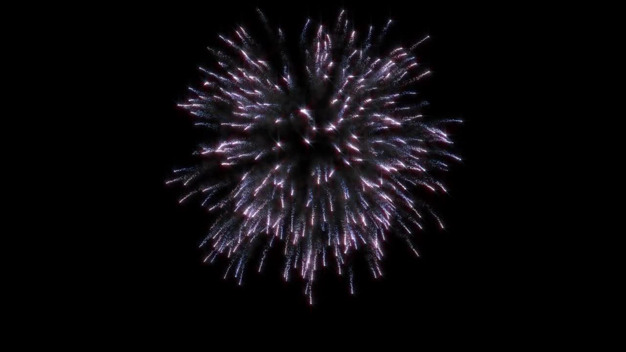 Singe Medium Size Fireworks Explosion on black background