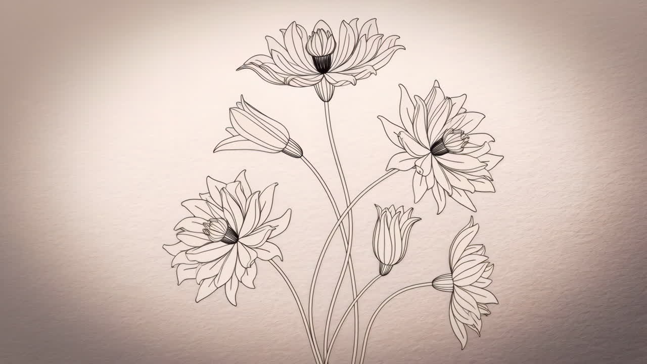 Elegant Floral Line Art