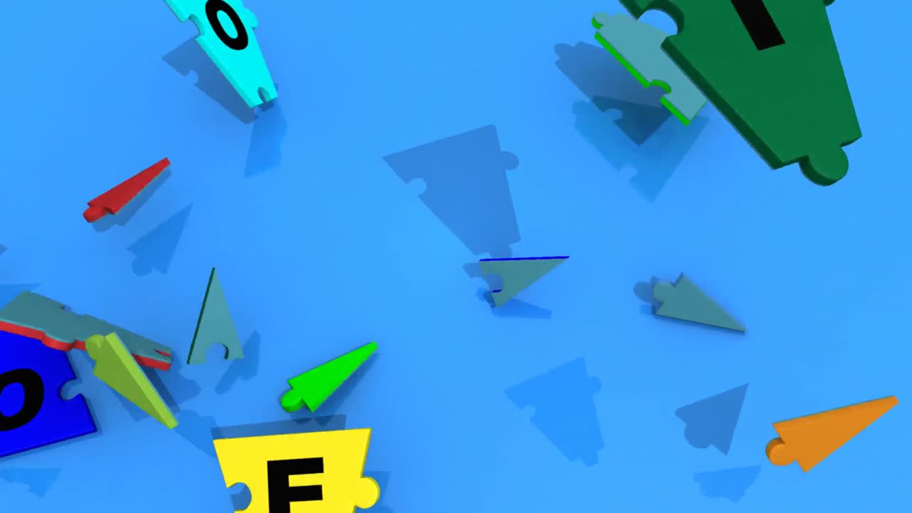 puzzle 3d che cade in cerchio che mostra la parola cooperazione