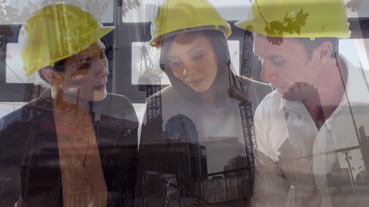 animación del sitio de construcción sobre la gente de negocios caucásica hablando