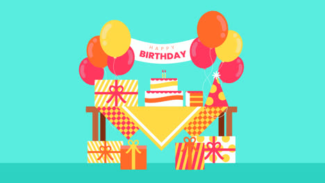 모던 스타일의 사랑스러운 생일 작곡의 모션 그래픽