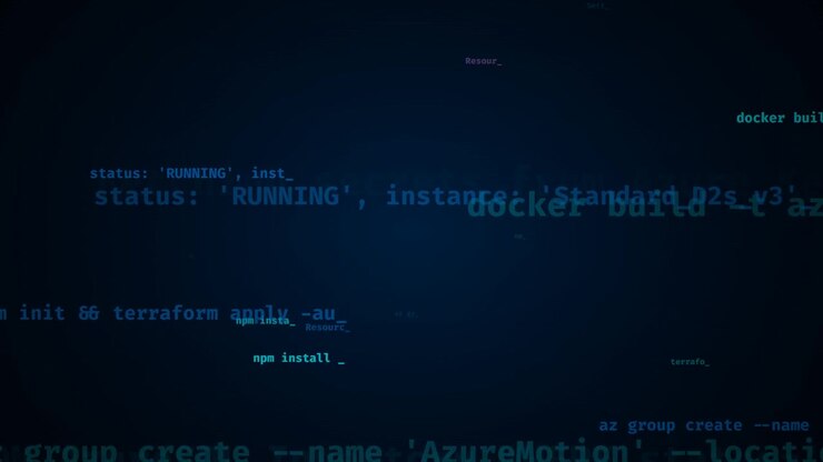 Abstract Digital Background with Floating Software Code and Cloud Computing Commands