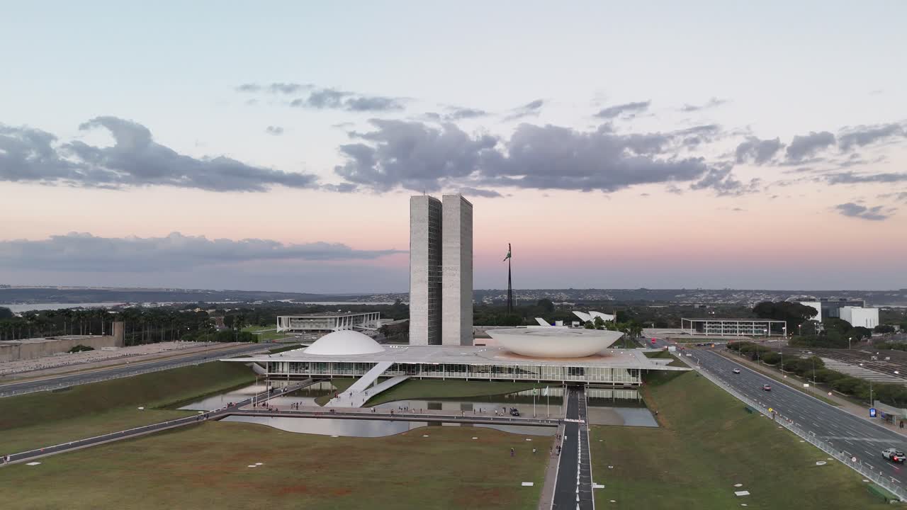 Drone view of the National Congress of Brazil, Brasilia, Brazil