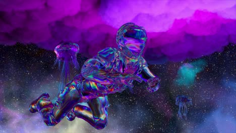 iridescent astronaut in space