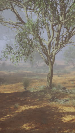 misty morning in a serene australian landscape with tall trees
