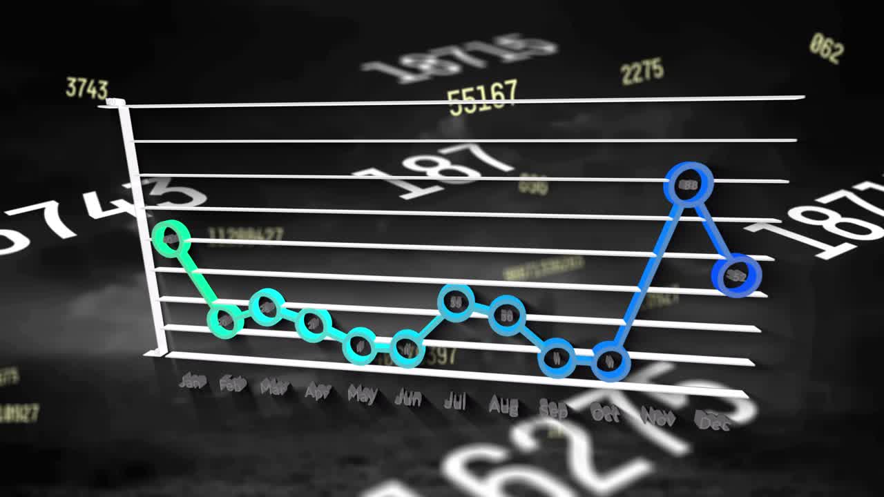 Animation of data processing over black background