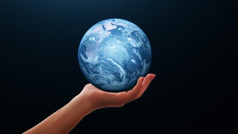 Hand-woman-holding-world-globe