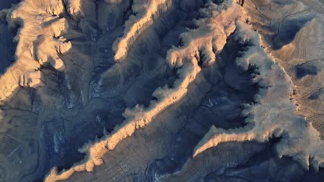 rough surface of volcanic terrain with various rocky formations