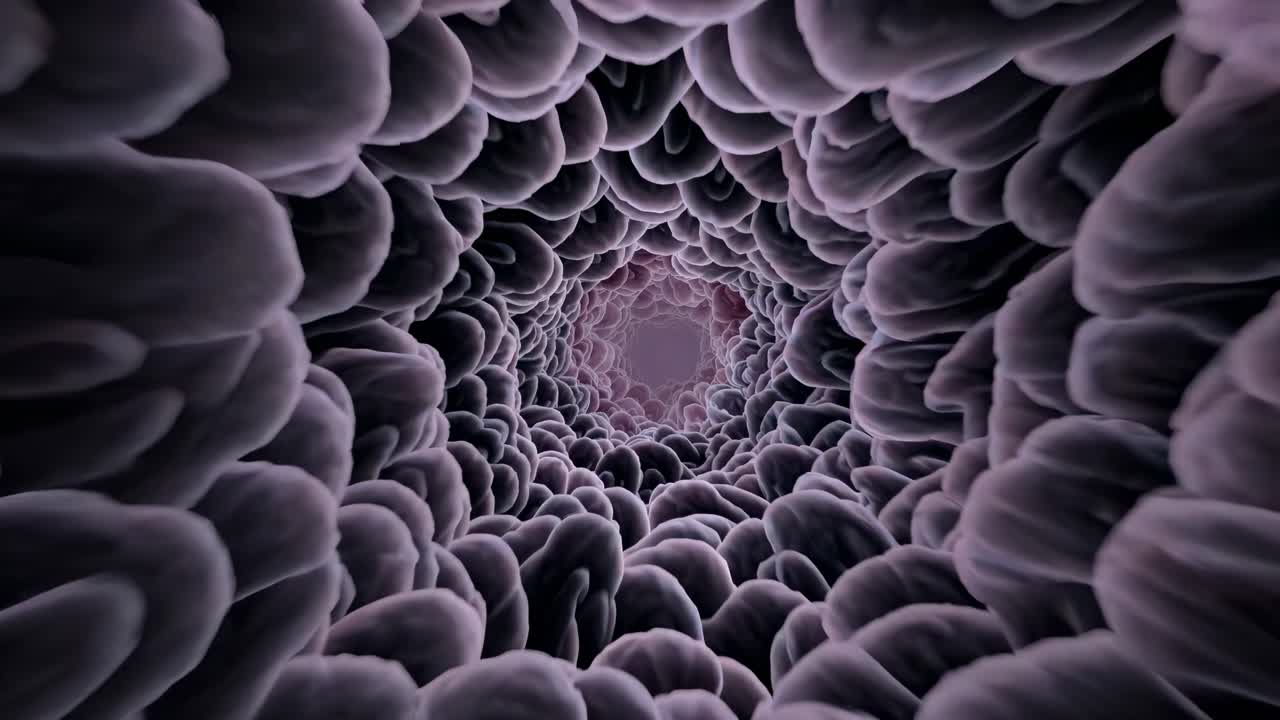 Abstract organic tunnel in deep purple