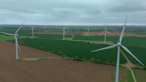aerial view of wind turbines generating power