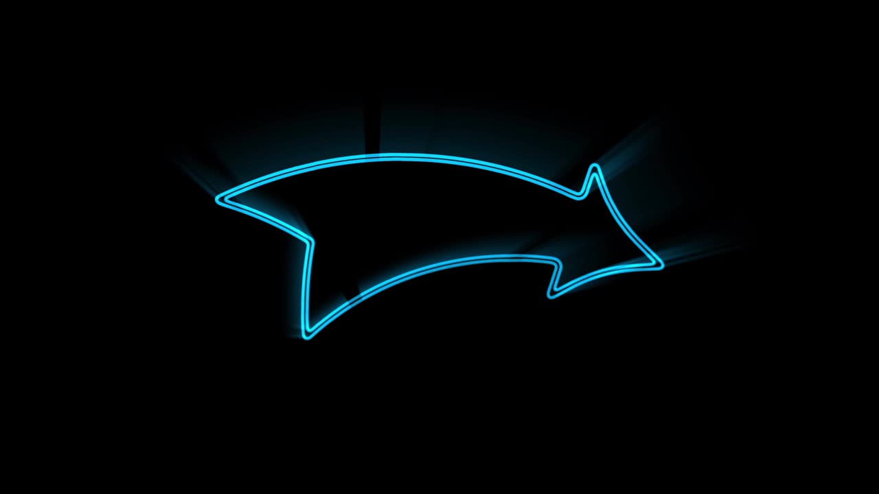 icono de flecha de línea de neón brillante aislado en fondo negro. símbolo de la punta de la flecha de dirección. gráficos de movimiento