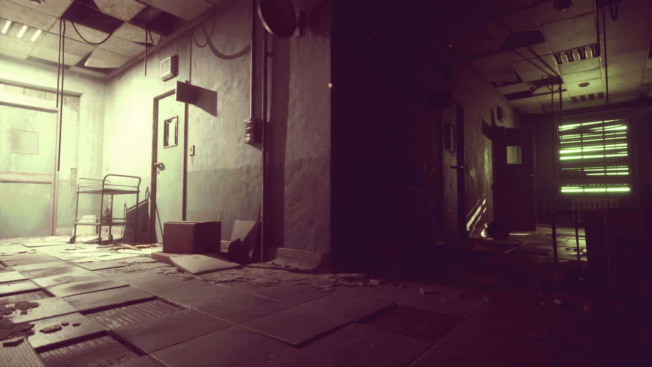 заброшенный коридор больницы.