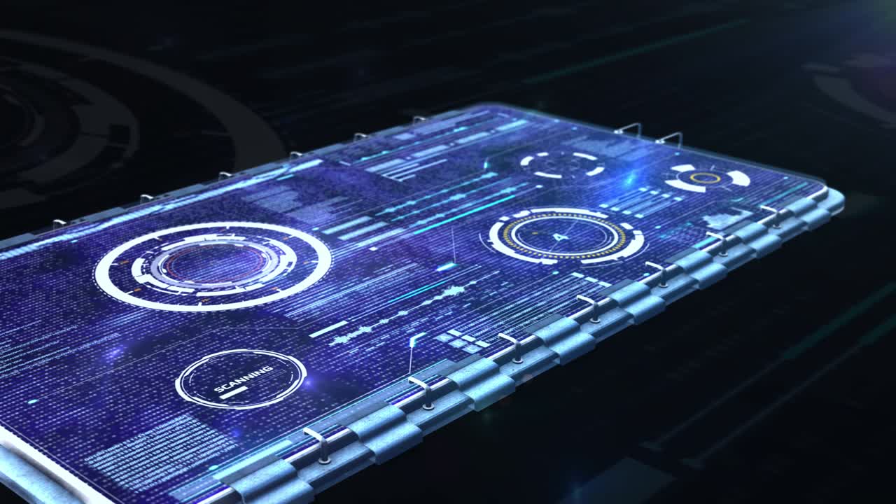 HUD Futuristic Element 4K Resolution UI Motion. Scifi Technology Digital 3D Rendering Hologram Display.