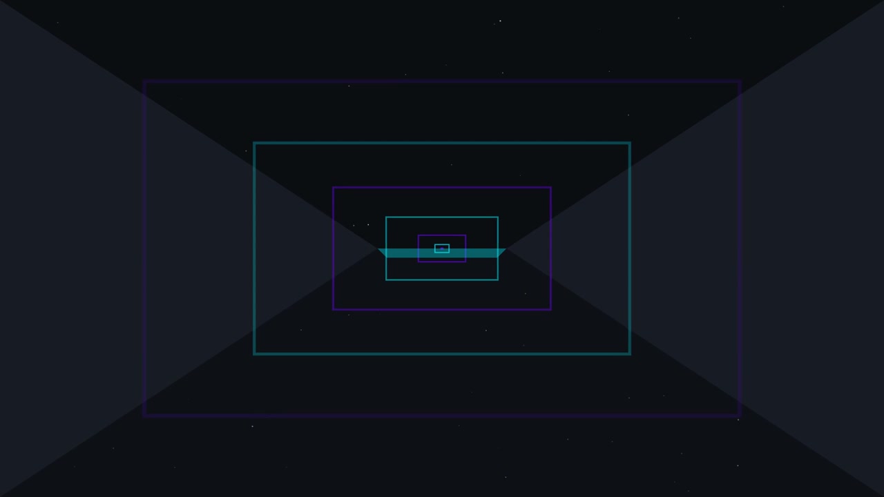 Túnel abstracto de rectángulos luminosos en espacio oscuro