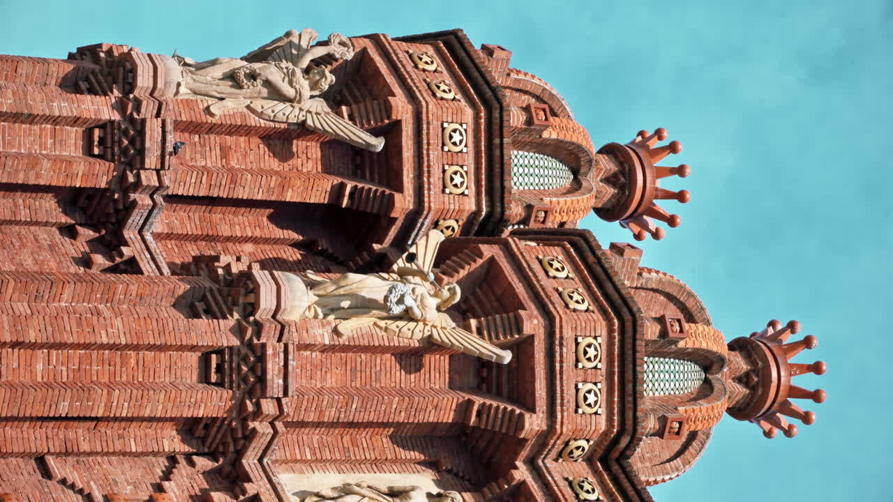 The Triumphal Arch in the Parc de la Ciutadella in Barcelona, Spain. Vertical, close view