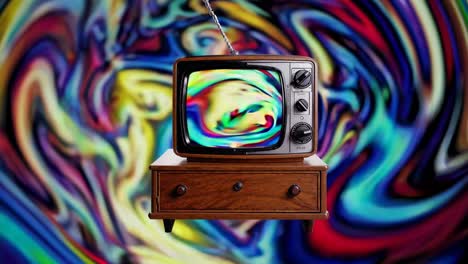 vintage retro television with psychedelic colors