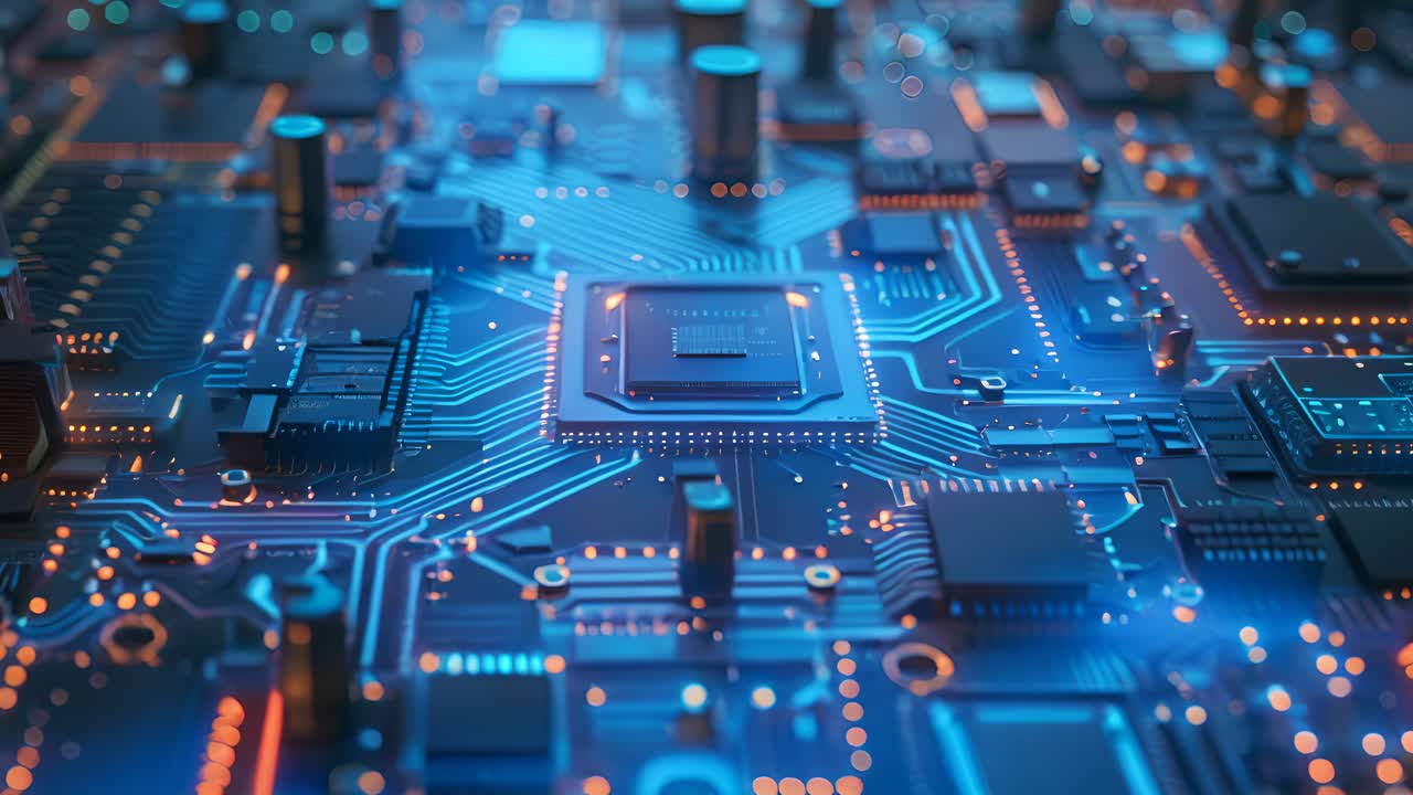 High-Tech Circuit Board with Central Processor