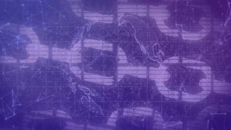animación del procesamiento de datos por computadora sobre globo y cadenas.