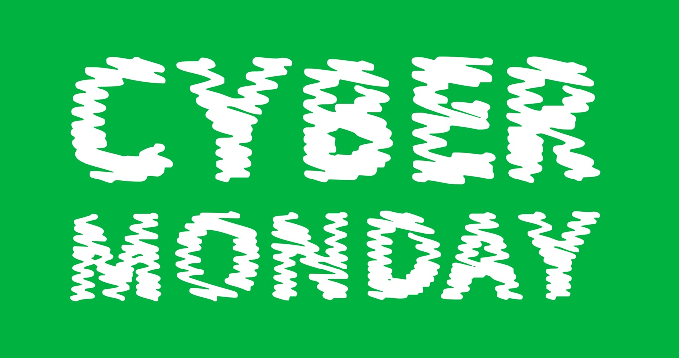 Digital animation of scribble effect cyber monday text against black background