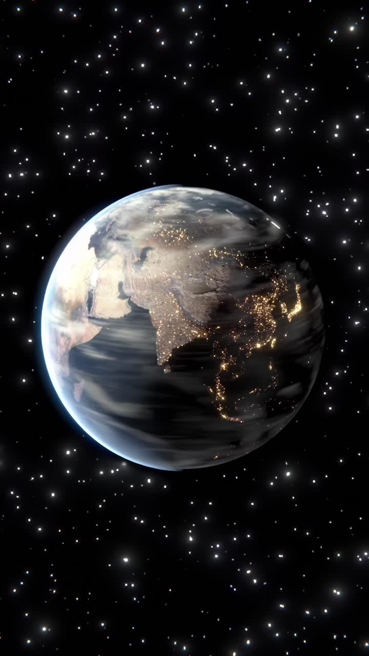 la tierra desde el espacio por la noche