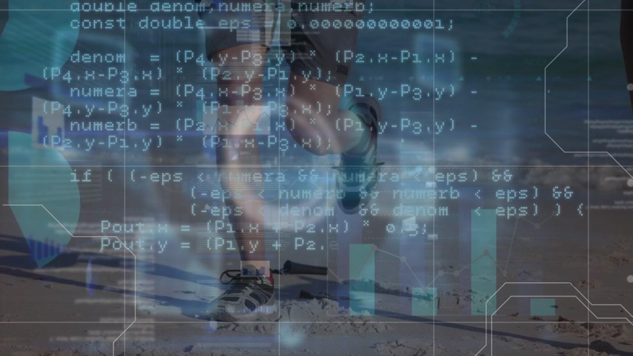 Animation of statistics and data processing on grey background