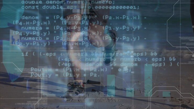 Animation of statistics and data processing on grey background