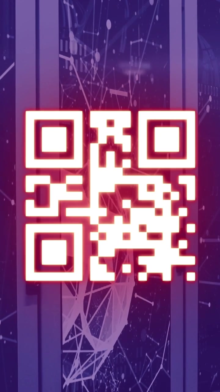 Animation of qr code scanning over computer servers