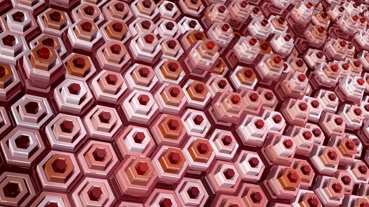 fondo geométrico abstracto en bucle con superficies hexagonales brillantes