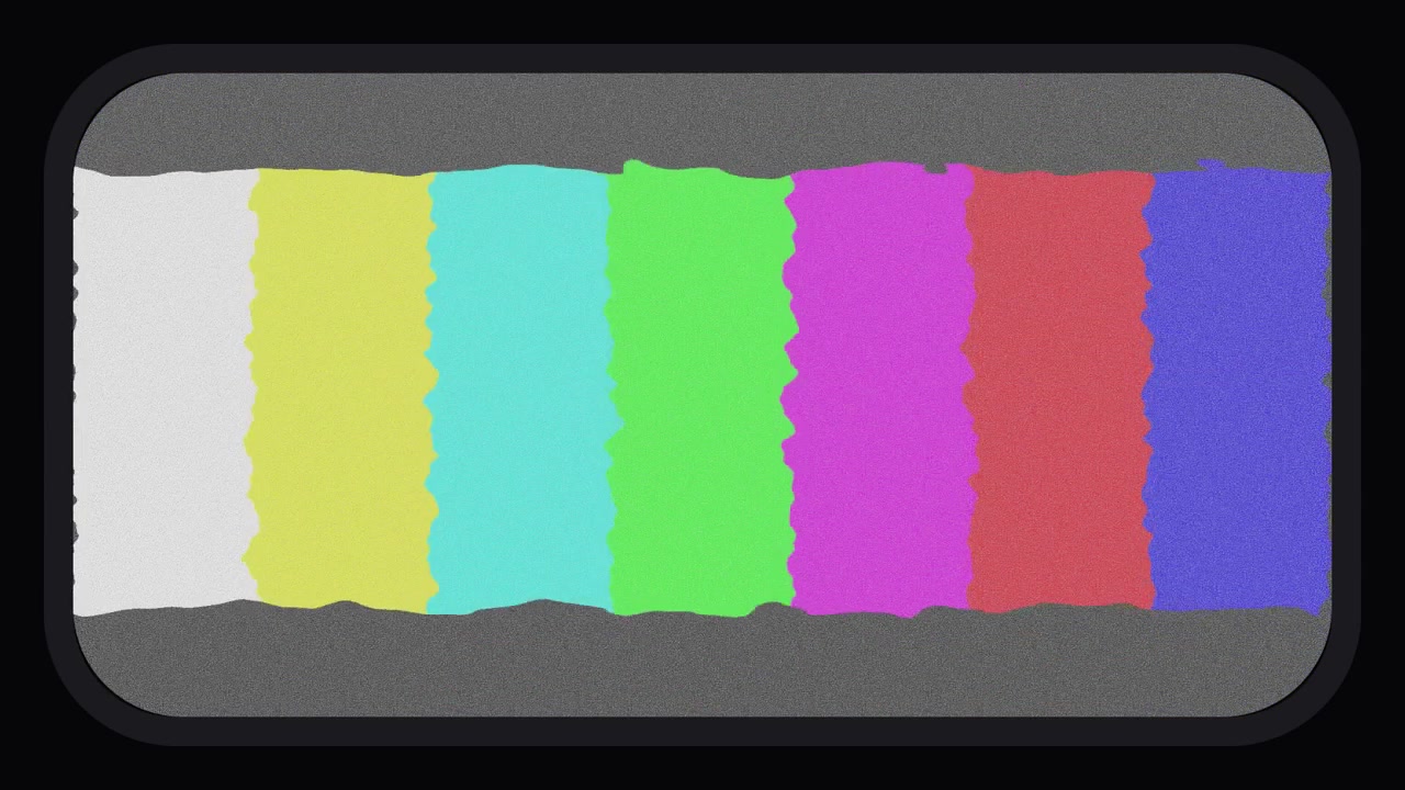 Analog Television Test Pattern with Signal Interference and Glitch Effects