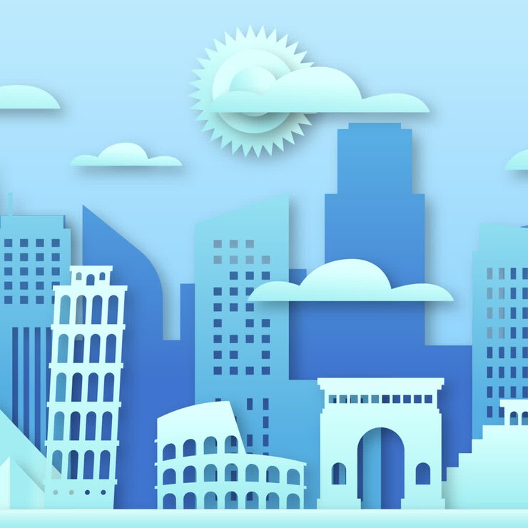 Paper Cut Style Skyline of Rome