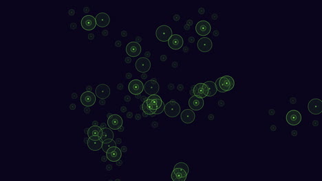 motion simple geometric neon rings with dots on black gradient
